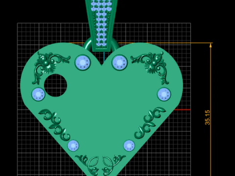 T GOLD HUEART PENDANT 3D Print Model