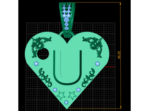 U ALTIN ​​KALP KOLYE 3D Baskı Modeli
