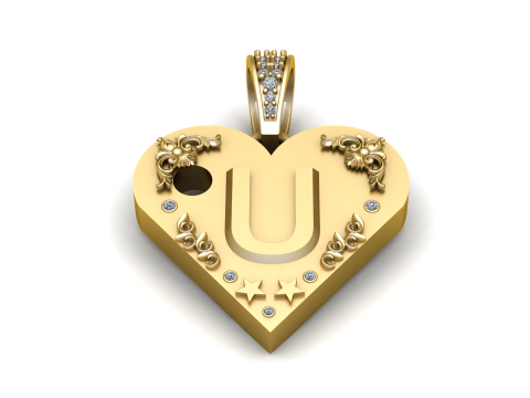 U GOLD HEART PENDANT Model Cetak 3D