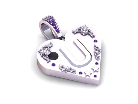 U GOLD HEART PENDANT 3D Print Model