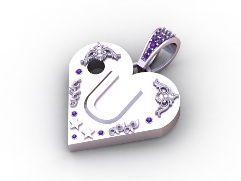 U GOLD HEART PENDANT Model Cetak 3D