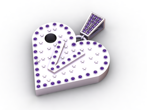 V GOLD HEART PENDANT 3D Print Model