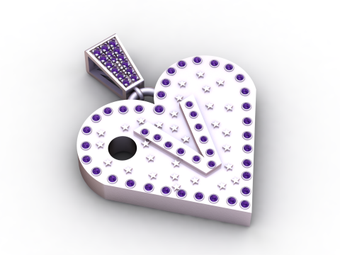 V GOLD HEART PENDANT Modelo de Impressão 3D