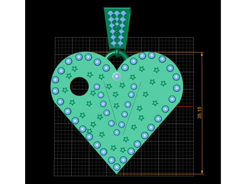 V GOLD HEART PENDANT Modelo de Impressão 3D