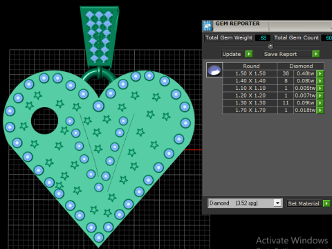 V GOLD HEART PENDANT Modelo de Impressão 3D
