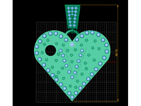 V GOLD HEART PENDANT Modelo de Impressão 3D