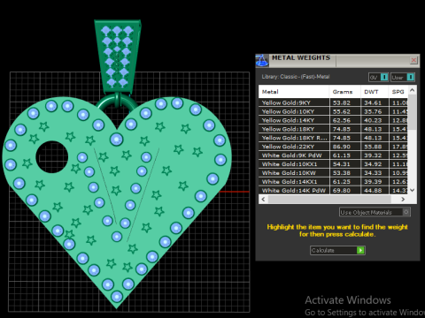 V GOLD HEART PENDANT Modelo de Impressão 3D