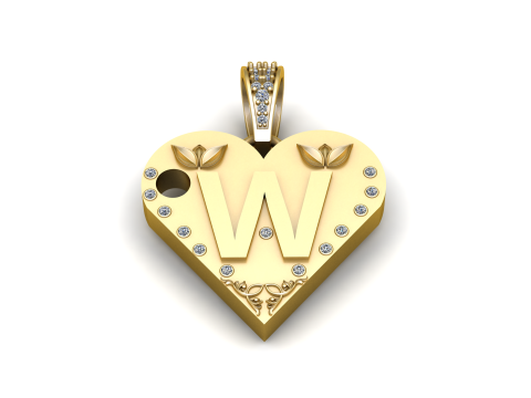 W GOLD HEART PENDANT 3D-printmodel