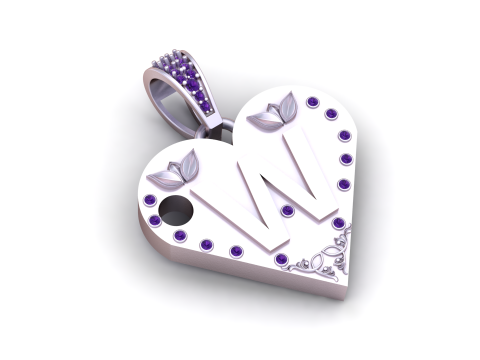W GOLD HEART PENDANT 3D-printmodel