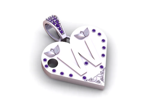 W GOLD HEART PENDANT 3D Print Model