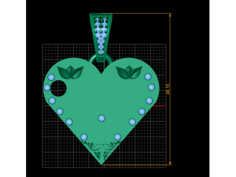 W GOLD HEART PENDANT 3D Print Model