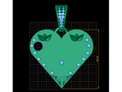 W GOLD HEART PENDANT 3D-printmodel