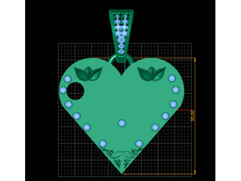 W GOLD HEART PENDANT 3D Print Model