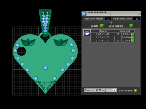 W GOLD HEART PENDANT 3D-printmodel