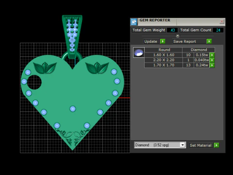 W GOLD HEART PENDANT 3D Print Model
