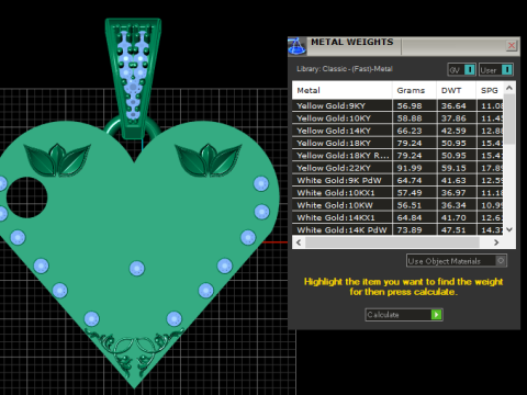 W GOLD HEART PENDANT 3D-printmodel