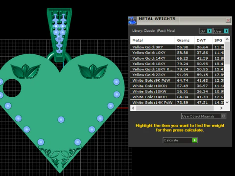 W GOLD HEART PENDANT 3D Print Model
