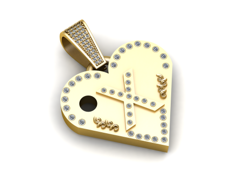 X GOLD HEART PENDANT 3D Принт Модель