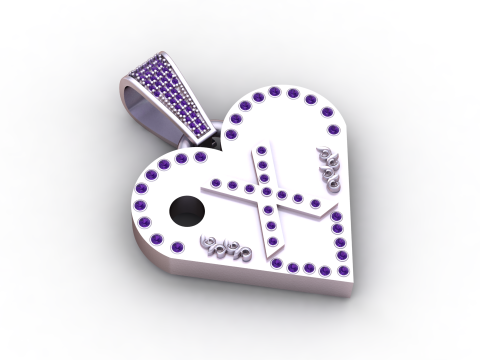 X GOLD HEART PENDANT 3D Принт Модель