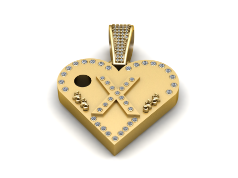 X GOLD HEART PENDANT 3D Принт Модель