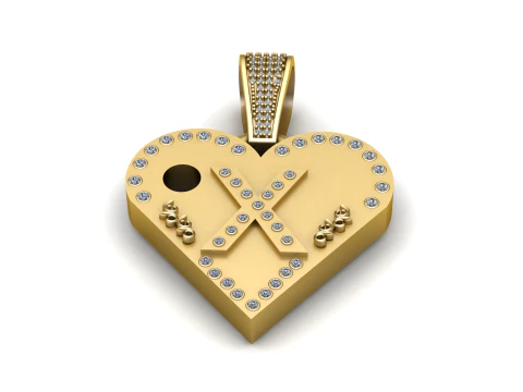 X GOLD HEART PENDANT 3D Print Model