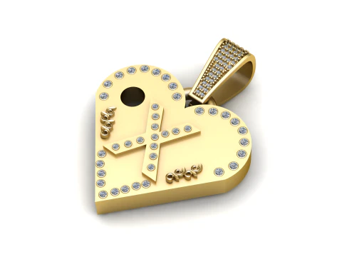 X GOLD HEART PENDANT 3D Print Model