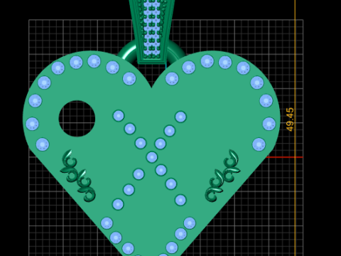 X GOLD HEART PENDANT 3D Принт Модель