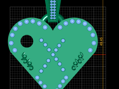 X GOLD HEART PENDANT 3D Print Model