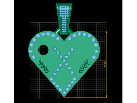 X GOLD HEART PENDANT 3D Print Model