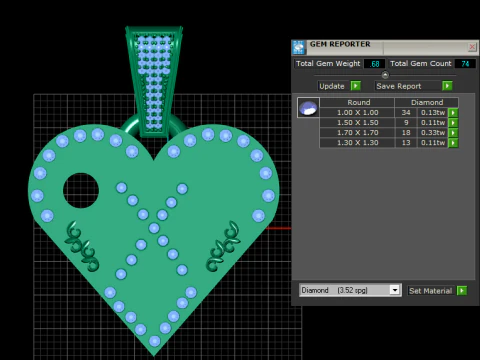 X GOLD HEART PENDANT 3D Print Model