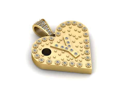 Y GOLD HEART PENDANT 3D Print Model