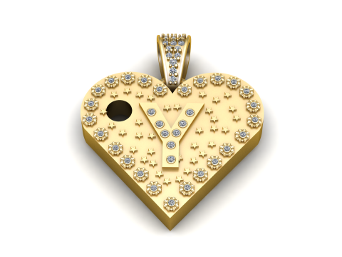 Y GOLD HEART PENDANT 3D Druckmodell