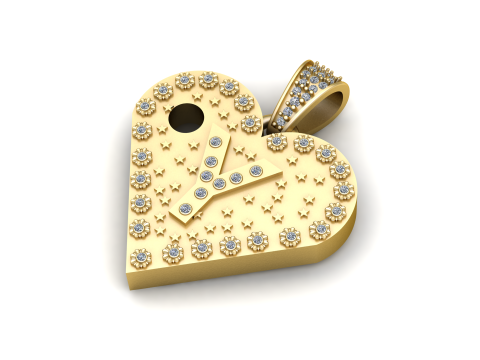 Y GOLD HEART PENDANT 3D Druckmodell