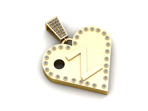 जेड गोल्ड हार्ट पेंडेंट 3D प्रिंट मॉडल