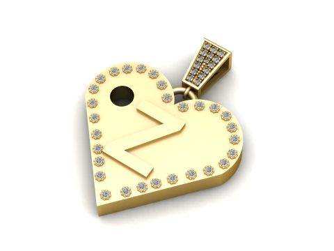 Z GOLD HEART PENDANT 3D Print Model