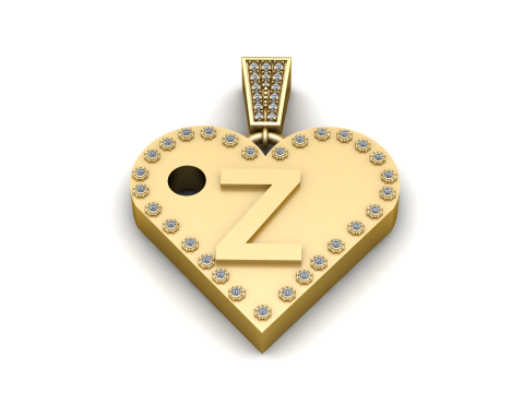 Z GOLD HEART PENDANT 3D 프린트 모델