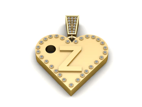 Z GOLD HEART PENDANT 3D Print Model