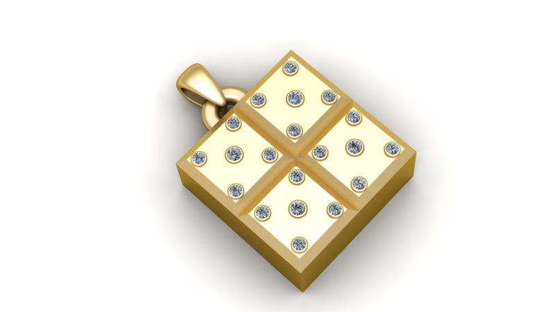 FOUR BOX GOLD PENEDANT 3D Baskı Modeli .c4d .max .obj .3ds .fbx .stl .blend