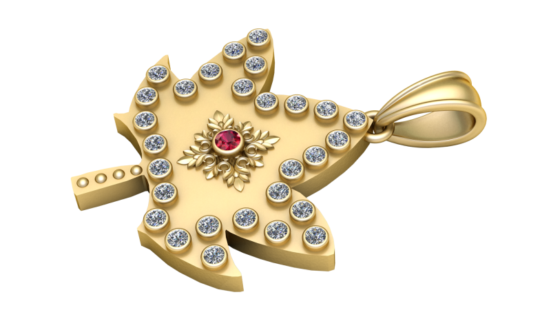 LEAVES GOLD PENDANT 3D Print Model .c4d .max .obj .3ds .fbx .stl .blend 