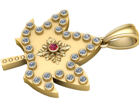 LEAVES GOLD PENDANT 3D Print Model
