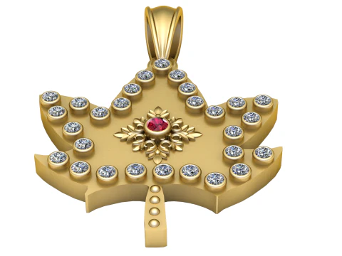 LEAVES GOLD PENDANT 3D Print Model