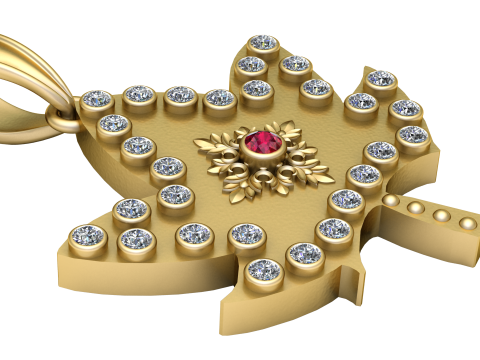 LEAVES GOLD PENDANT 3D Print Model