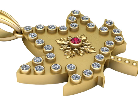 LEAVES GOLD PENDANT 3D Print Model
