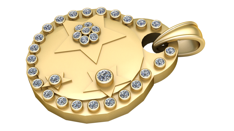 STARS GOLD PENDANT 3D Print Model .c4d .max .obj .3ds .fbx .stl .blend