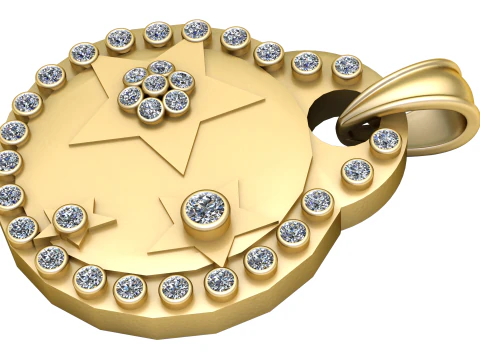 スターズ ゴールド ペンダント 3Dプリントモデル