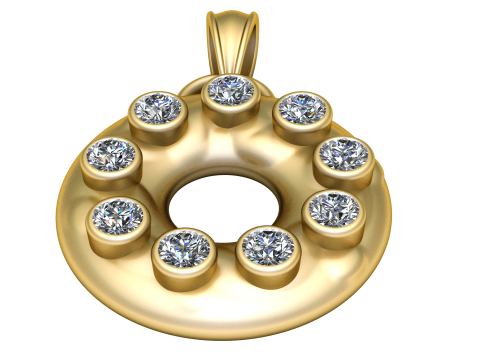 GOLD ROUND DIAMOUND PENDANT 3D 프린트 모델