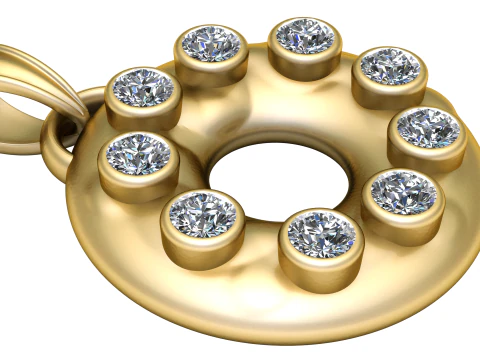 GOLD ROUND DIAMOUND PENDANT 3D Print Model