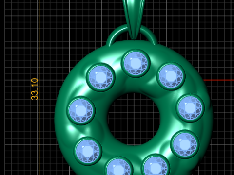 GOLD ROUND DIAMOUND PENDANT 3D 프린트 모델