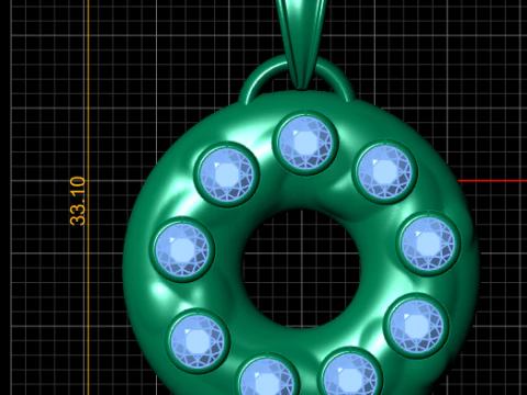GOLD ROUND DIAMOUND PENDANT 3D Print Model