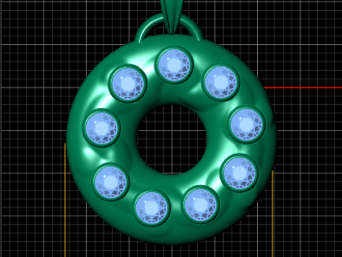 GOLD ROUND DIAMOUND PENDANT 3D 프린트 모델